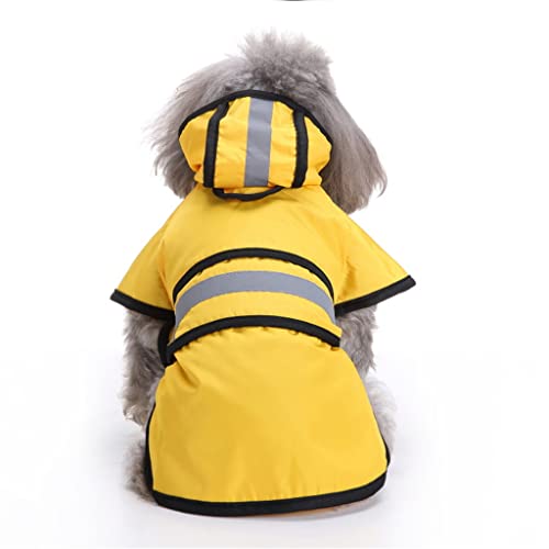 Ornaous Reflective Yellow Dog Raincoat with Hood, Waterproof Pet Rain Jacket for Small Puppy Large Dogs（L Size）