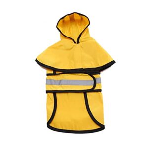 Ornaous Reflective Yellow Dog Raincoat with Hood, Waterproof Pet Rain Jacket for Small Puppy Large Dogs（L Size）