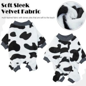 DENTRUN Small Dog Winter Warm Clothes Funny Puppy Milk Cow Sweater Costumes, Small Breed Pets Dog Cat Onesies Soft Flannel Pajamas