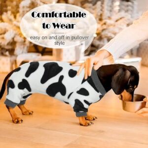 DENTRUN Small Dog Winter Warm Clothes Funny Puppy Milk Cow Sweater Costumes, Small Breed Pets Dog Cat Onesies Soft Flannel Pajamas