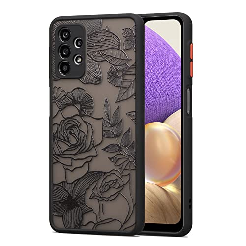 XIZYO for Samsung Galaxy A32 5G Case Rose Design Floral Pattern Slim Case for Women Girls TPU Bumper Case Shockproof Protective Case for Galaxy A32 5G, Black