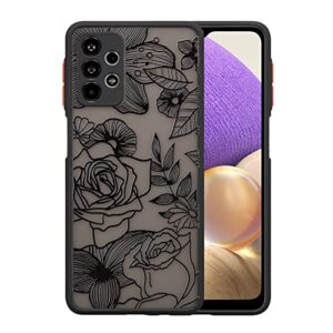 xizyo for samsung galaxy a32 5g case rose design floral pattern slim case for women girls tpu bumper case shockproof protective case for galaxy a32 5g, black