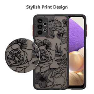 XIZYO for Samsung Galaxy A32 5G Case Rose Design Floral Pattern Slim Case for Women Girls TPU Bumper Case Shockproof Protective Case for Galaxy A32 5G, Black