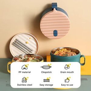 Microwave Ramen Cooker Ramen Bowl Set Microwave Ramen Bowl with Lid and Handle Ramen Noodle Bowl with Chopsticks Stainless Steel Liner Dishwasher Safe for College Dorm Office Home(Yellow&Green)