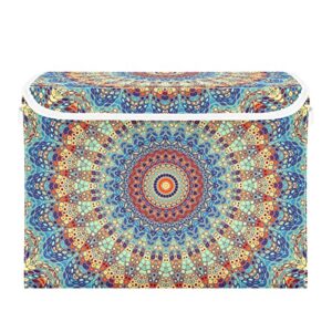 senya Large Storage Bins with Lids Large Closet Storage Bins Mandala Decorative, Foldable Fabric Storage Boxes with Handle for Home Bedroom Office(228vb9k)