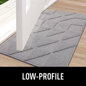 OLANLY Door Mats Indoor, Non-Slip, Absorbent, Dirt Resist, Entrance Washable Mat, Low-Profile Inside Entry Doormat for Entryway (32x20 inches, Grey)