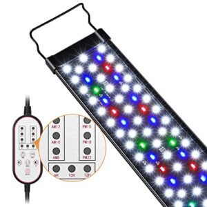 gamalta aquarium light, 14w 24/7 natural mode - sunrise/daylight/moonlight mode and custom mode with expandable bracket, adjustable timer and 7 color brightness for 12~18in fish tank
