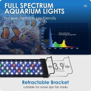 Gamalta Aquarium Light, 14W 24/7 Natural Mode - Sunrise/Daylight/Moonlight Mode and Custom Mode with Expandable Bracket, Adjustable Timer and 7 Color Brightness for 12~18IN Fish Tank