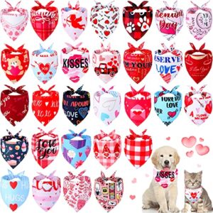 30 pieces mother's day dog bandanas dog bibs holiday pet costume dog cat mother's day outfit heart triangle scarf kerchief for small to medium pet multicolor