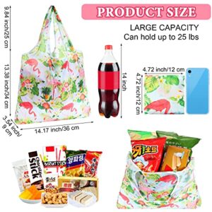 40 Pcs Reusable Grocery Bags Foldable Reusable Shopping Bags Polyester Heavy Duty Tote Bags with Attached Pouch and Handles Waterproof Washable Grocery Tote Practical Gifts for Women Men, 40 Styles