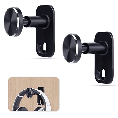 WALLFID 2 PCS Retractable Headphone Stand,Sticky Headset Hanger Adhesive Headphone Holder Hook Mount,for All Headsets,Earphone Clamp for AirPods Max/Beats/Sony/Sennheiser Music Headphones