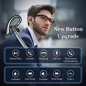 Bluetooth Headset, Wireless Bluetooth Hands Free Earpiece with Noise Canceling Mic, LED Battery Display Case, Single Handsfree Earphones for Driving/Office, Compatible with iPhone, Android Cell Phone