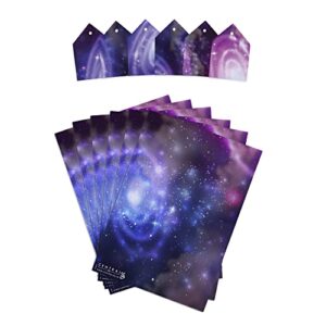 CENTRAL 23 Space Wrapping Paper - 6 Sheets of Gift Wrap and Tags - Blue Purple Pink Swirl Galaxy - Fun Birthday Gift Wrap for Men Women Adult - Kids Wrapping Paper - For Boys Girls - with Stickers