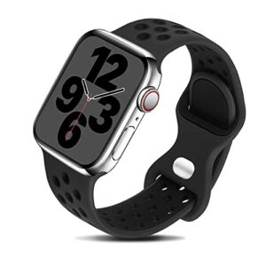 gulemfy compatible with apple watch band - silicone sport bands 42mm 44mm 45mm 49mm 38mm 40mm 41mm man women, breathable strap replacement for iwatch series se 8 7 6 5 4 3 2 1 / black