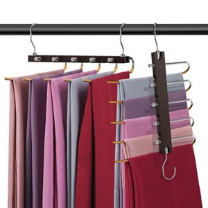 ulimart multi functional pants rack -2 pack- pants hanger 5-layers pants hangers space saving,pants hangers for men for scarves trousers slack,pants organizer for closet