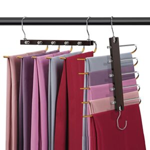 Ulimart Multi Functional Pants Rack -2 Pack- Pants Hanger 5-Layers Pants Hangers Space Saving,Pants Hangers for Men for Scarves Trousers Slack,Pants Organizer for Closet