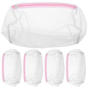 solustre 5pcs mesh laundry bags cylinder shape laundry bag with zipper heavy duty fine mesh wash bag travel storage organize bag for lingerie delicates baby clothes socks, pink