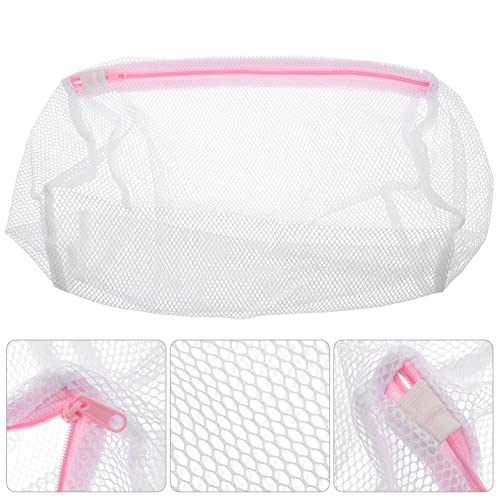 SOLUSTRE 5Pcs Mesh Laundry Bags Cylinder Shape Laundry Bag with Zipper Heavy Duty Fine Mesh Wash Bag Travel Storage Organize Bag for Lingerie Delicates Baby Clothes Socks, Pink