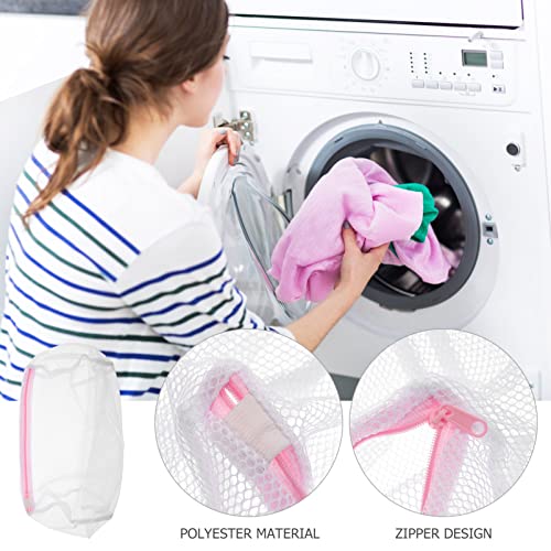 SOLUSTRE 5Pcs Mesh Laundry Bags Cylinder Shape Laundry Bag with Zipper Heavy Duty Fine Mesh Wash Bag Travel Storage Organize Bag for Lingerie Delicates Baby Clothes Socks, Pink