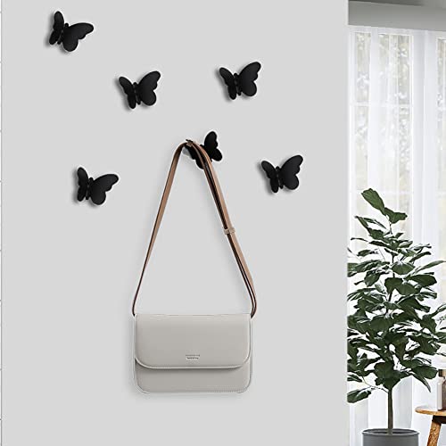 Mersuii 5pcs Butterfly Coat Hook Towels Storage Wall Hook Decoration Stainless Steel Hook Home Purses Clothes Hoodies Bath Towel Hangers for Hook Bathroom Kitchen Bedroom