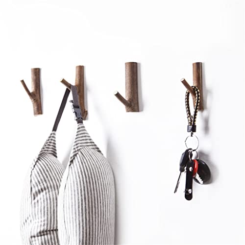 XDCHLK Handcraft Natural Wooden Tree Branch Hook Entryway Decorative Self-Adhesive Key Hooks Wood Coat Bag Hanger