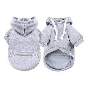 puppies clothes for small dogs pet autumn and winter cute warm zipper pocket sweatshirt gray tops cats hoodies pet clothes olive dog sweater