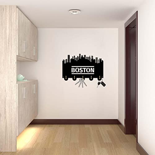 XDG Boston City Attractions Household Decor Wooden Wall Hooks Wall Hanger Coat Rack Keys Bags Clothes Multi-Purpose Keys Handbags Hook Gift for Designer