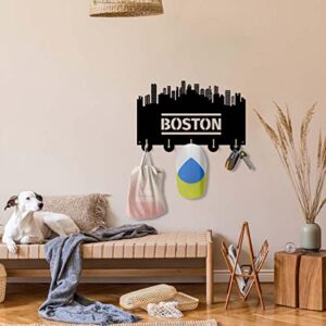 XDG Boston City Attractions Household Decor Wooden Wall Hooks Wall Hanger Coat Rack Keys Bags Clothes Multi-Purpose Keys Handbags Hook Gift for Designer