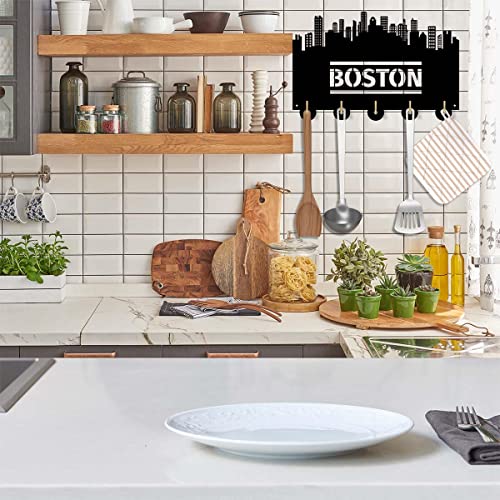 XDG Boston City Attractions Household Decor Wooden Wall Hooks Wall Hanger Coat Rack Keys Bags Clothes Multi-Purpose Keys Handbags Hook Gift for Designer