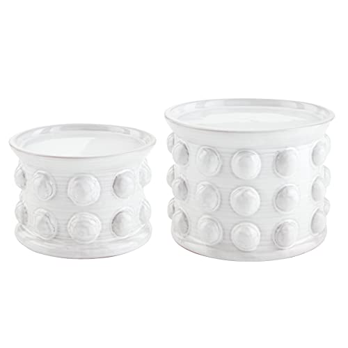 Mud Pie Beaded Pillar Holder, White