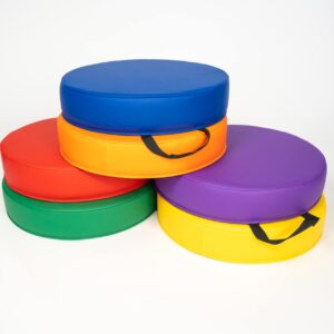 Cushioned Floor Seats - Set of 6 Round Spot Markers for Early Childhood Floor Time - Flexible Seating