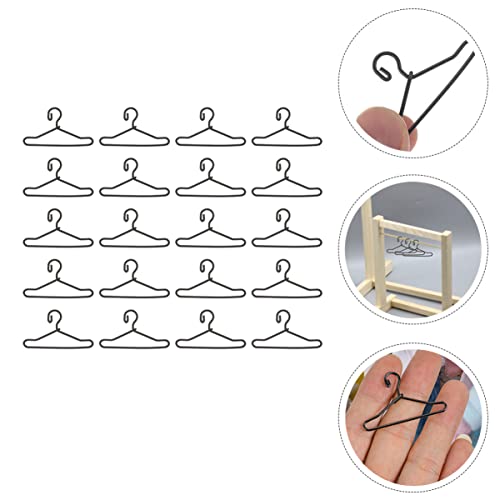 SAFIGLE 25pcs Simple Sturdy Miniature Dress for House Small Coat Clo Hangers Plastic Holders Clothes Black Outfit Holding Rack Clothing Mm Practical Support Hanging Wire Accessories