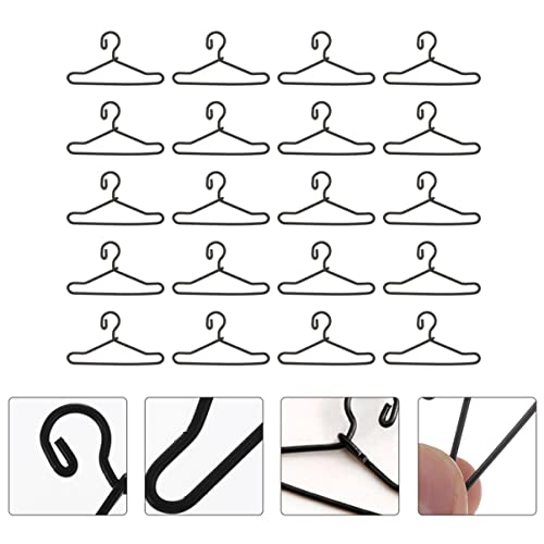 SAFIGLE 25pcs Simple Sturdy Miniature Dress for House Small Coat Clo Hangers Plastic Holders Clothes Black Outfit Holding Rack Clothing Mm Practical Support Hanging Wire Accessories