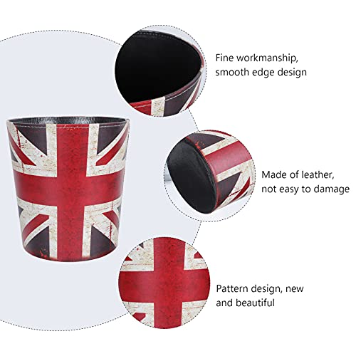 Zerodeko 1pc Flag Decorative United Container Office Trash European Decor Paper Vintage Living Adorable Household Room Garbage Leather Bathroom Kingdom Bucket Lid England Round Bedroom The
