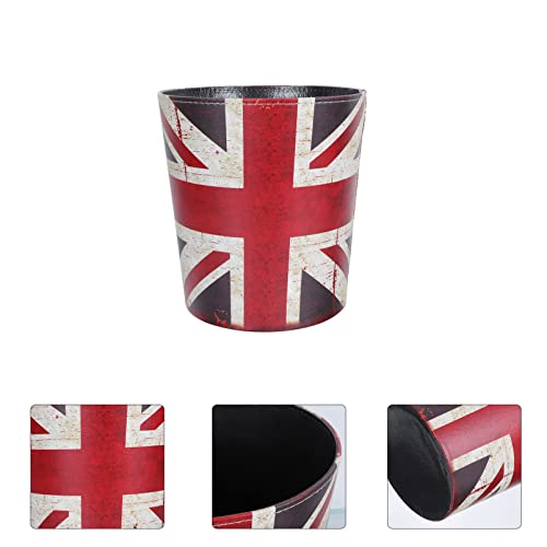 Zerodeko 1pc Flag Decorative United Container Office Trash European Decor Paper Vintage Living Adorable Household Room Garbage Leather Bathroom Kingdom Bucket Lid England Round Bedroom The