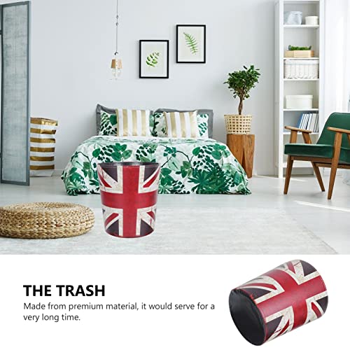 Zerodeko 1pc Flag Decorative United Container Office Trash European Decor Paper Vintage Living Adorable Household Room Garbage Leather Bathroom Kingdom Bucket Lid England Round Bedroom The