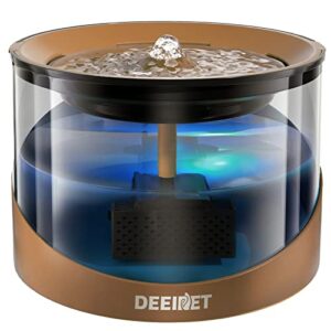 deeipet cat water fountain, 2.2l/74oz ultra quiet cat fountain water bowl with filter, automatic pet water fountain with an adapter and colorful led indicator, for cats, dogs, and small pets