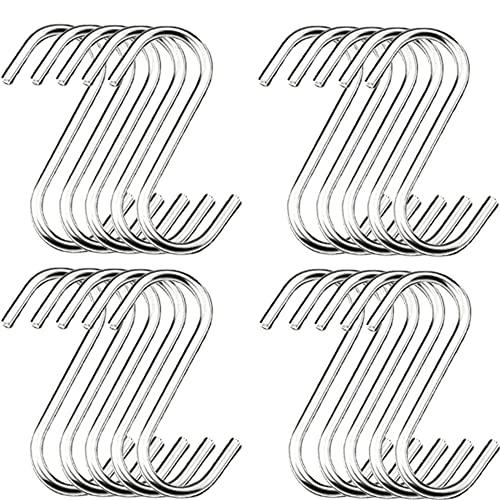 LUNKUIVY 120 Pack 2.8 Inch S Hooks Stainless S Shaped Hooks Heavy Duty for Hanging Pans and Pots, Coffee Cups, Clothes, Plant, Silver