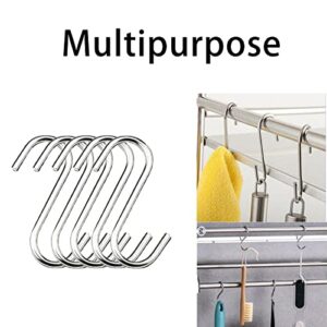 LUNKUIVY 120 Pack 2.8 Inch S Hooks Stainless S Shaped Hooks Heavy Duty for Hanging Pans and Pots, Coffee Cups, Clothes, Plant, Silver