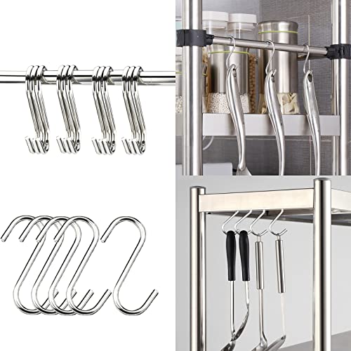 LUNKUIVY 120 Pack 2.8 Inch S Hooks Stainless S Shaped Hooks Heavy Duty for Hanging Pans and Pots, Coffee Cups, Clothes, Plant, Silver