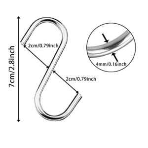 LUNKUIVY 120 Pack 2.8 Inch S Hooks Stainless S Shaped Hooks Heavy Duty for Hanging Pans and Pots, Coffee Cups, Clothes, Plant, Silver