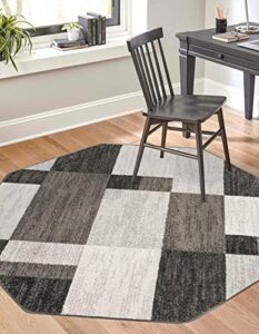 unique loom autumn collection area rug - providence (5' 3" octagon, gray/ ivory)