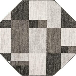 Unique Loom Autumn Collection Area Rug - Providence (5' 3" Octagon, Gray/ Ivory)