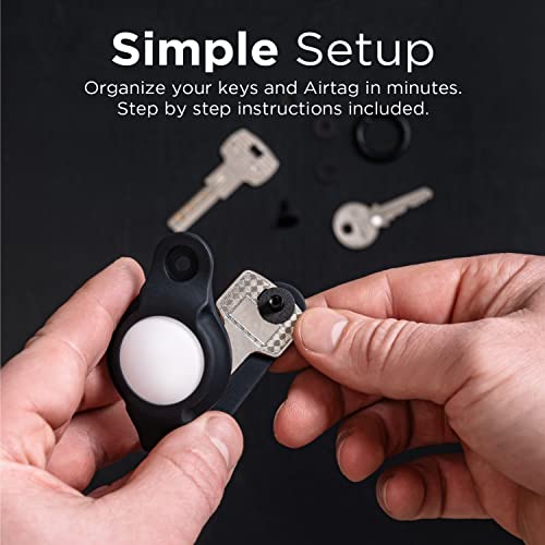 KeySmart Air Flex AirTag Holder, Compatible Apple AirTag Keychain, Compact Air Tag Keyholder Key Organizer Keychain, Silicone Case for Apple Tag, Keyring to Attach Car Key Fob - (up to 5 Keys, Black)