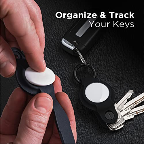 KeySmart Air Flex AirTag Holder, Compatible Apple AirTag Keychain, Compact Air Tag Keyholder Key Organizer Keychain, Silicone Case for Apple Tag, Keyring to Attach Car Key Fob - (up to 5 Keys, Black)
