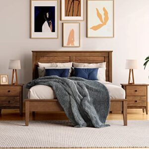 grain wood furniture greenport solid wood platform bed, queen size, brushed walnut