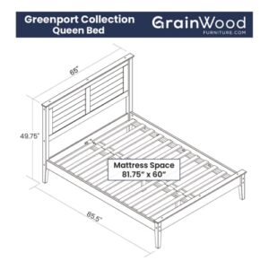 Grain Wood Furniture Greenport Solid Wood Platform Bed, Queen Size, Brushed Walnut