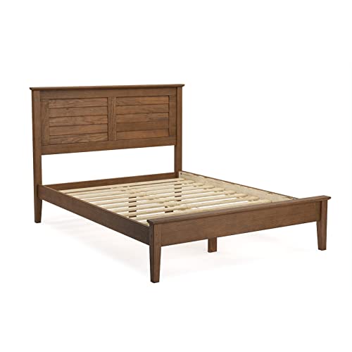 Grain Wood Furniture Greenport Solid Wood Platform Bed, Queen Size, Brushed Walnut