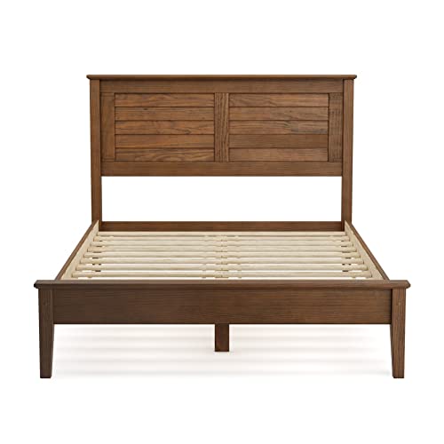 Grain Wood Furniture Greenport Solid Wood Platform Bed, Queen Size, Brushed Walnut