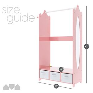 Milliard Dress Up Storage Kids Costume Organizer Center, Open Hanging Armoire Closet Unit Furniture (Pink)